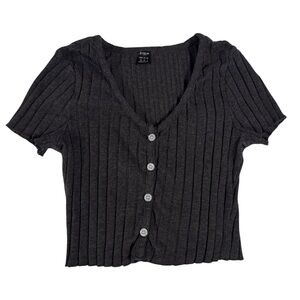SHEIN juniors XS charcoal gray ribbed crop top